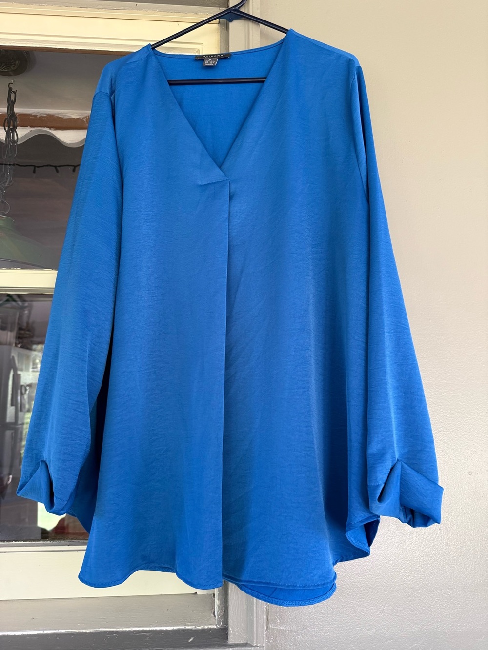 Primark V-Neck Long Sleeve Tunic in Bright Blue